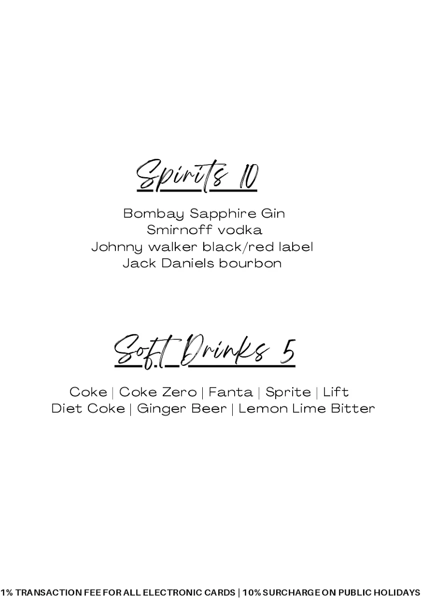 Menu, MK Cafe & Restaurant Bar New Farm