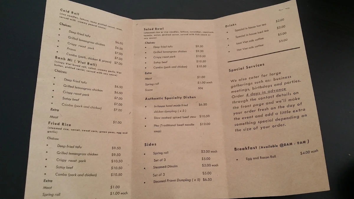 Menu, HAN'S BANH MI