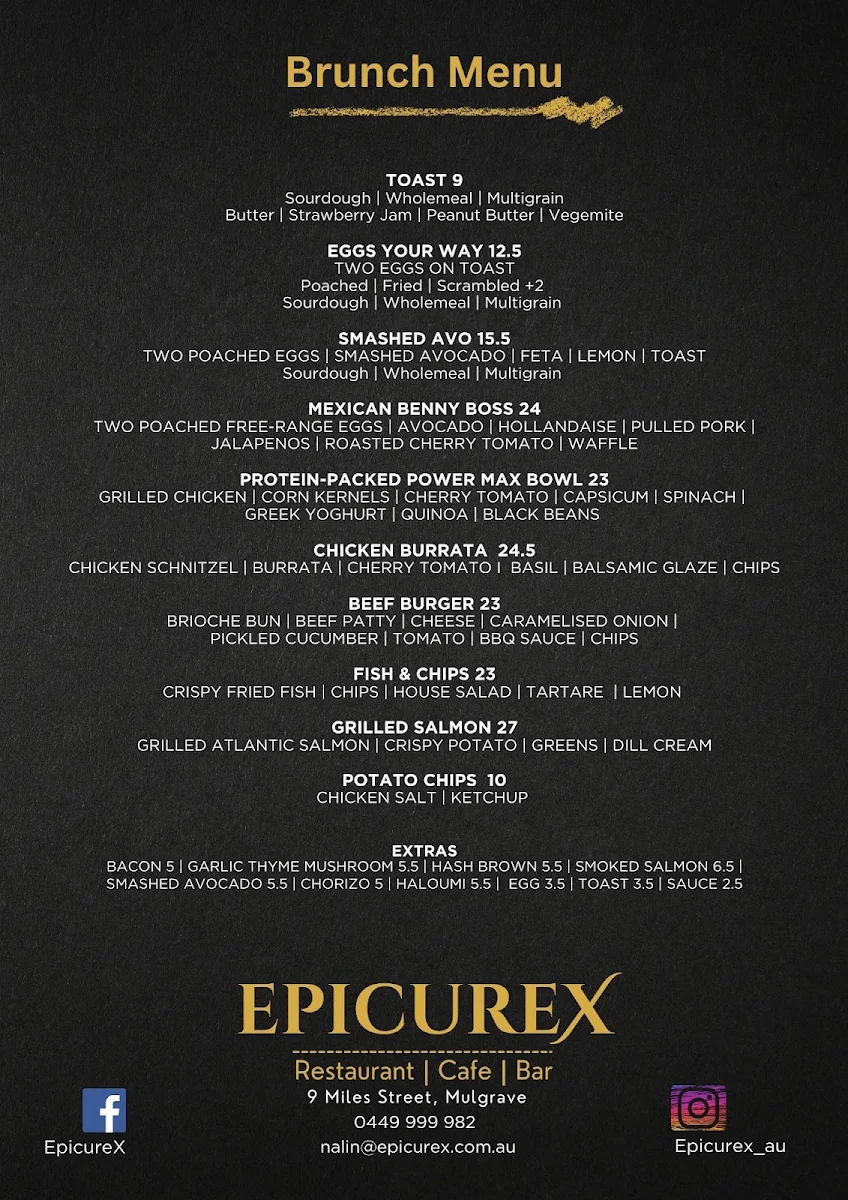 Menu, EPICUREX - Restaurant | Cafe | Bar | Reception | Catering