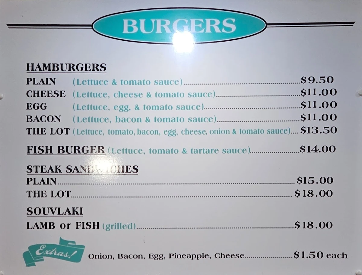 Menu, Daylesford Seafood Bar
