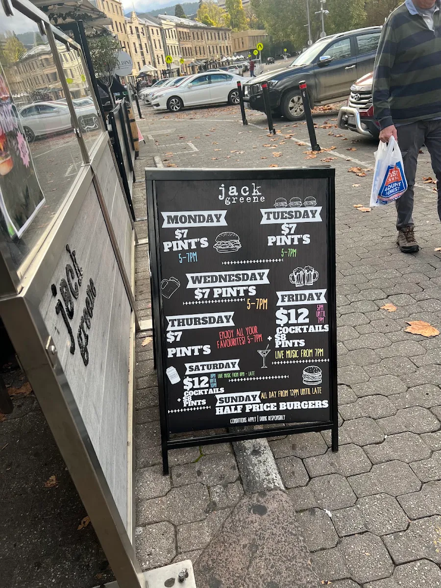 Menu, Jack Greene Bar