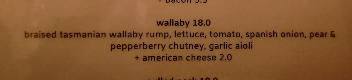 Menu, Jack Greene Bar