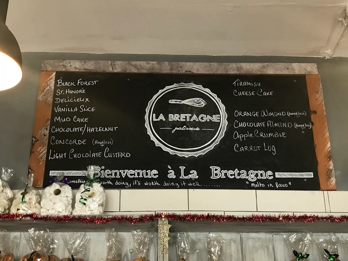 Menu, La Bretagne Patisserie