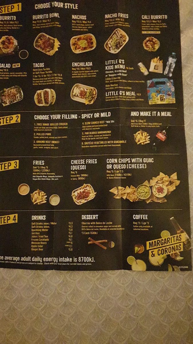 Menu, Guzman y Gomez - Browns Plains
