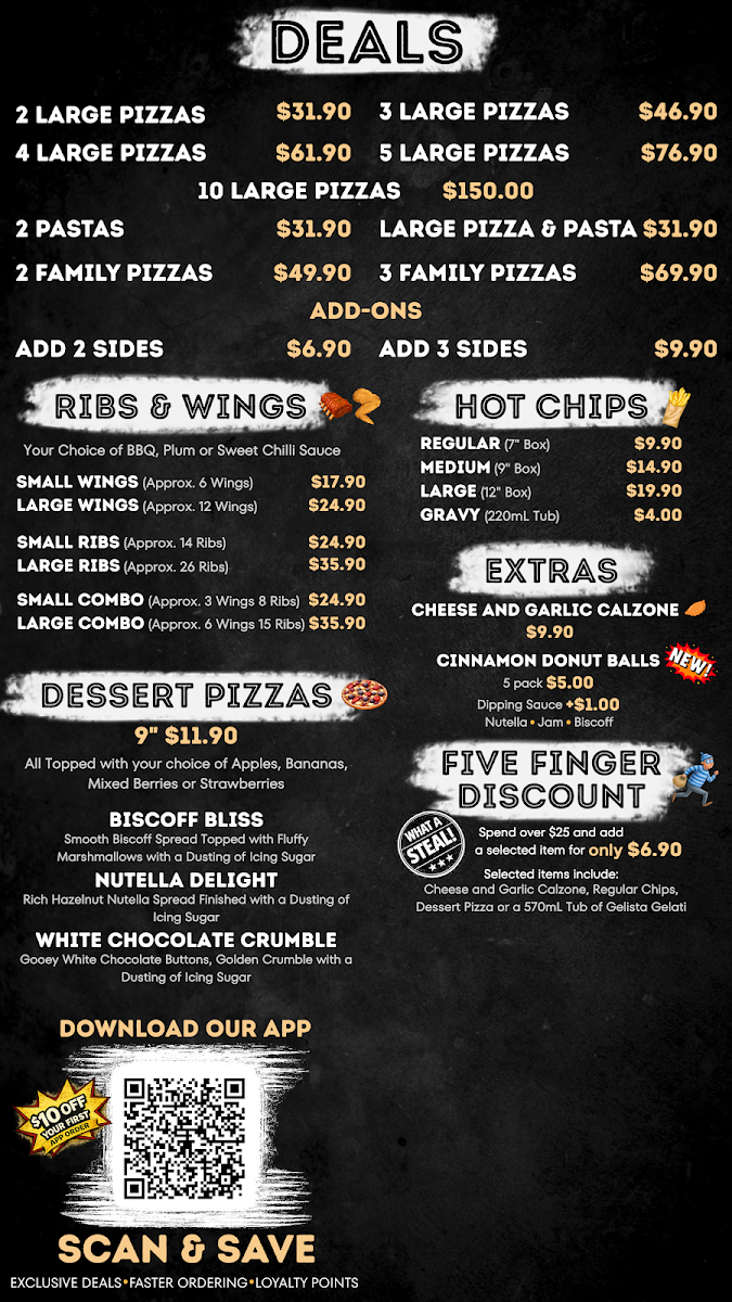 Menu, Morphett Vale Pizza & Pasta