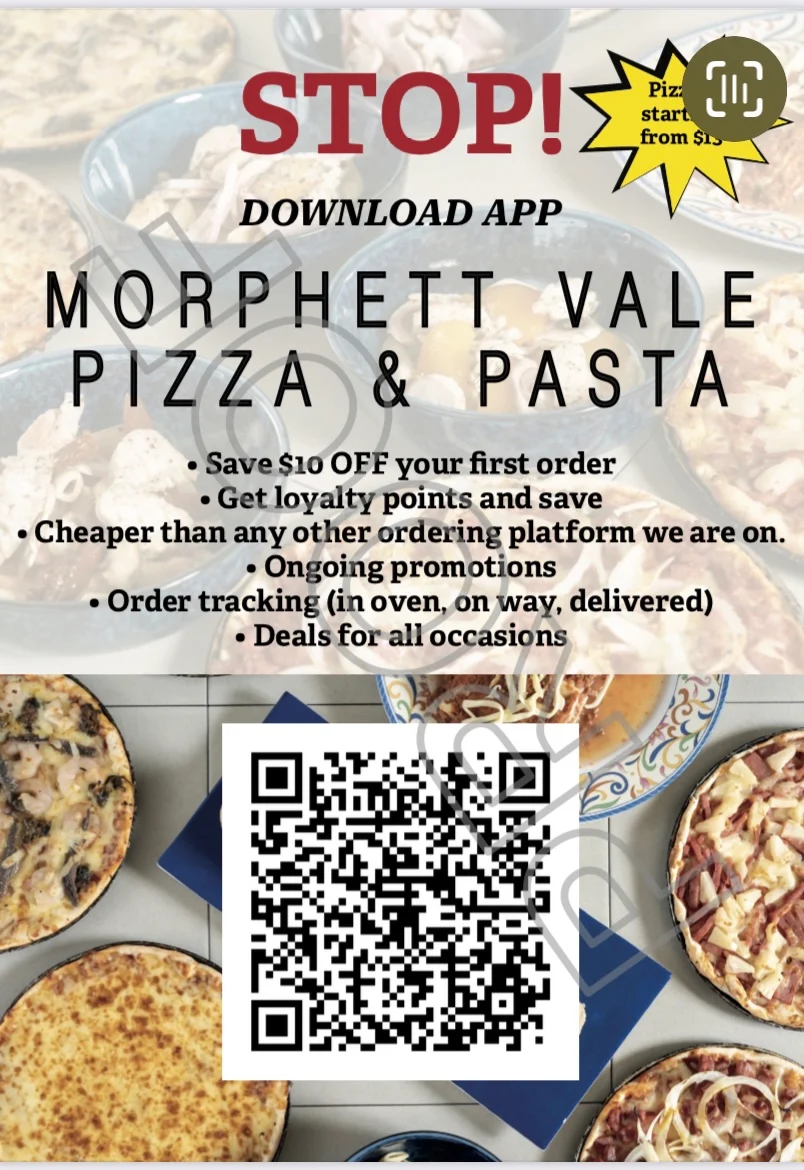 Menu, Morphett Vale Pizza & Pasta
