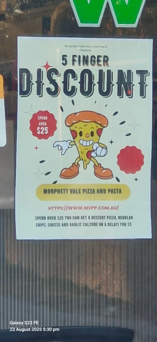 Menu, Morphett Vale Pizza & Pasta