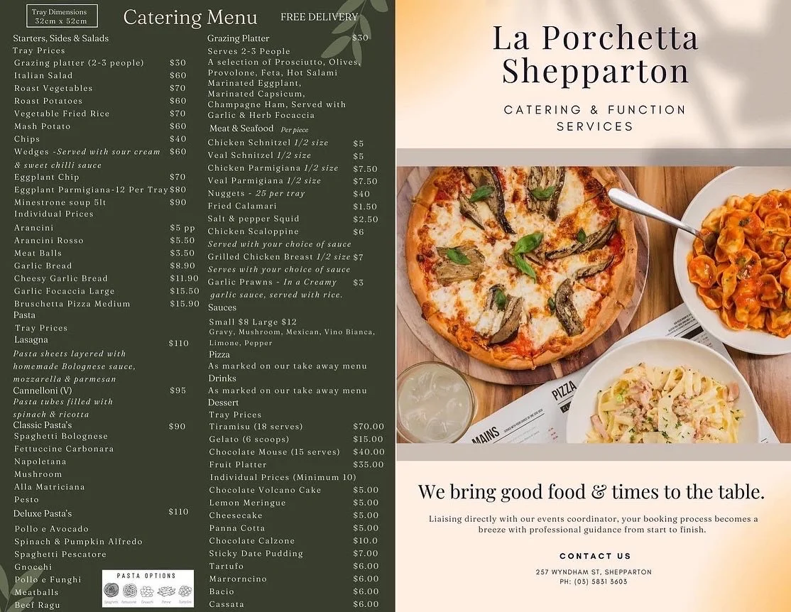 Menu, La Porchetta | Best Italian Restaurant in Shepparton