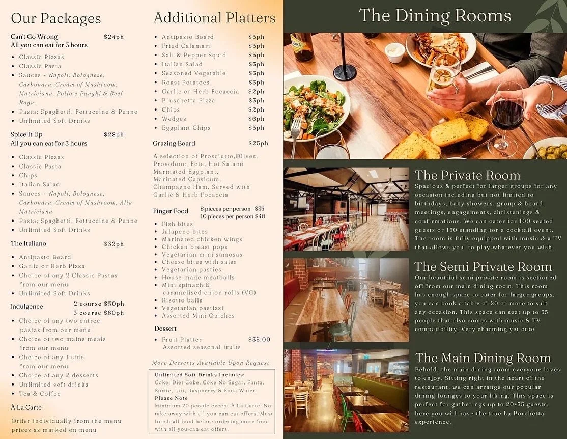 Menu, La Porchetta | Best Italian Restaurant in Shepparton