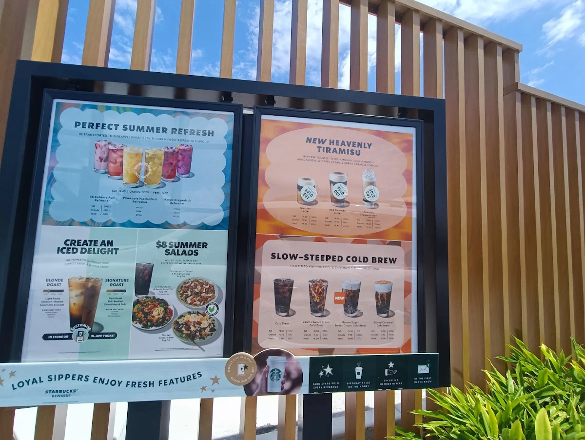 Menu, Starbucks Robina Drive Thru
