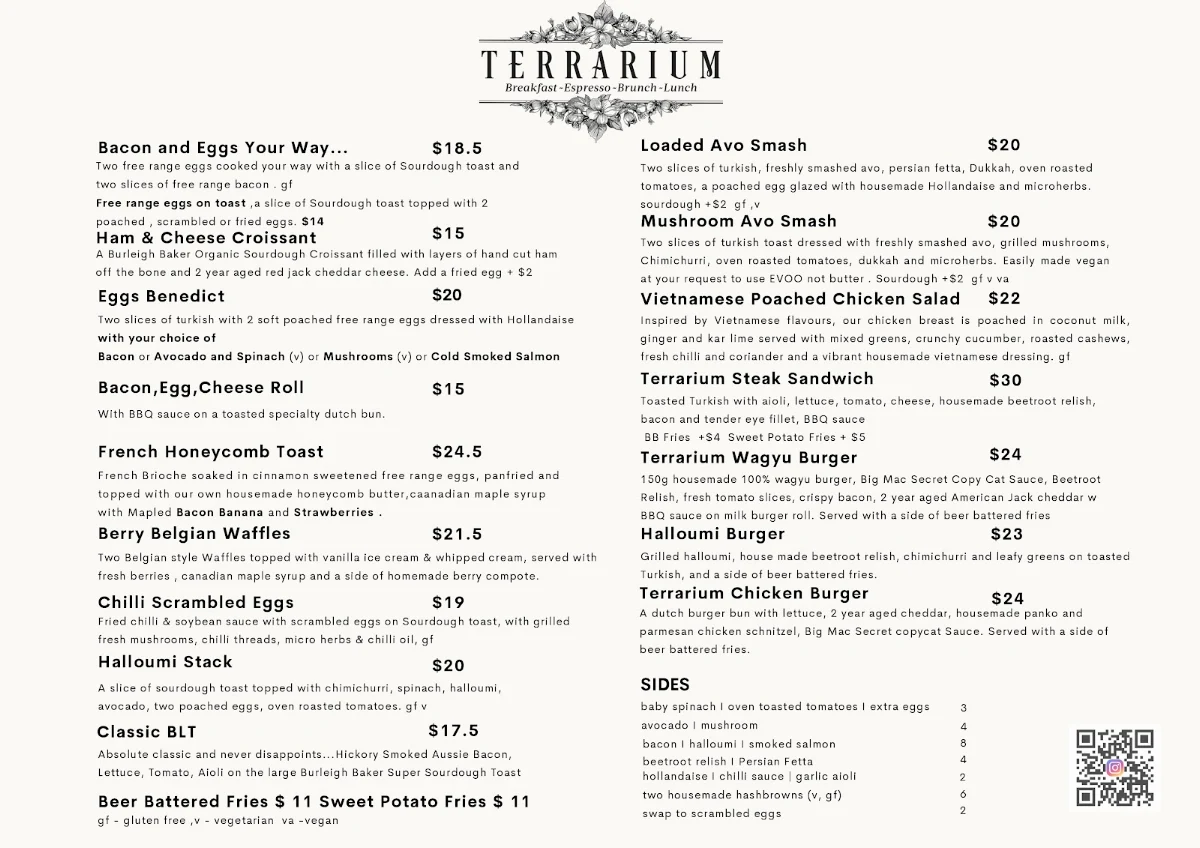 Menu, Terrarium