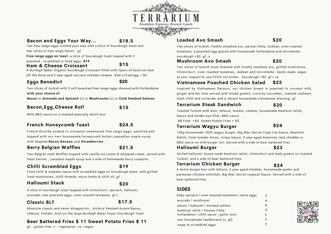 Menu, Terrarium