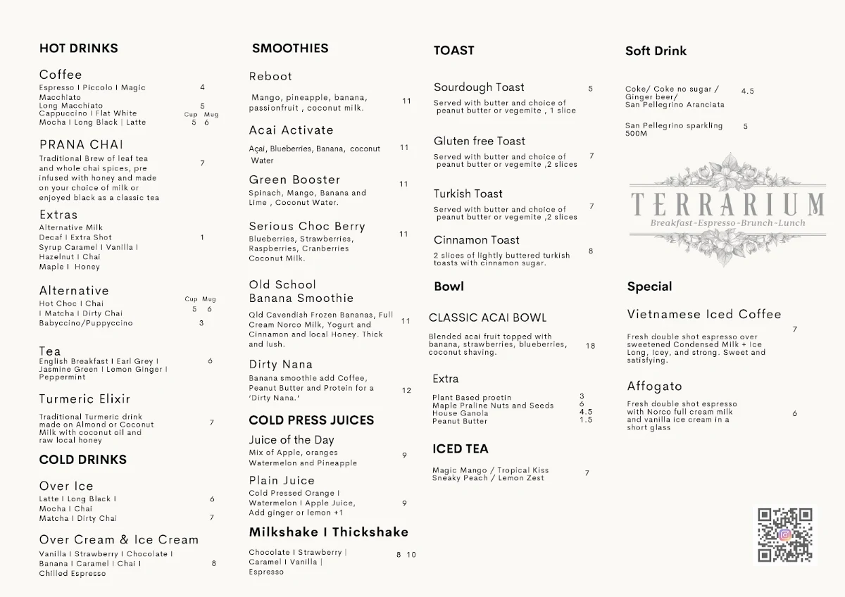 Menu, Terrarium
