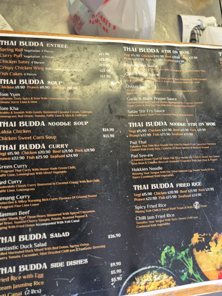 Menu, Thai Budda Restaurant