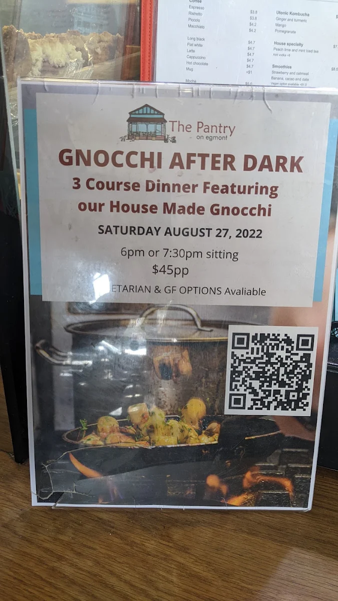 Menu, The Pantry On Egmont