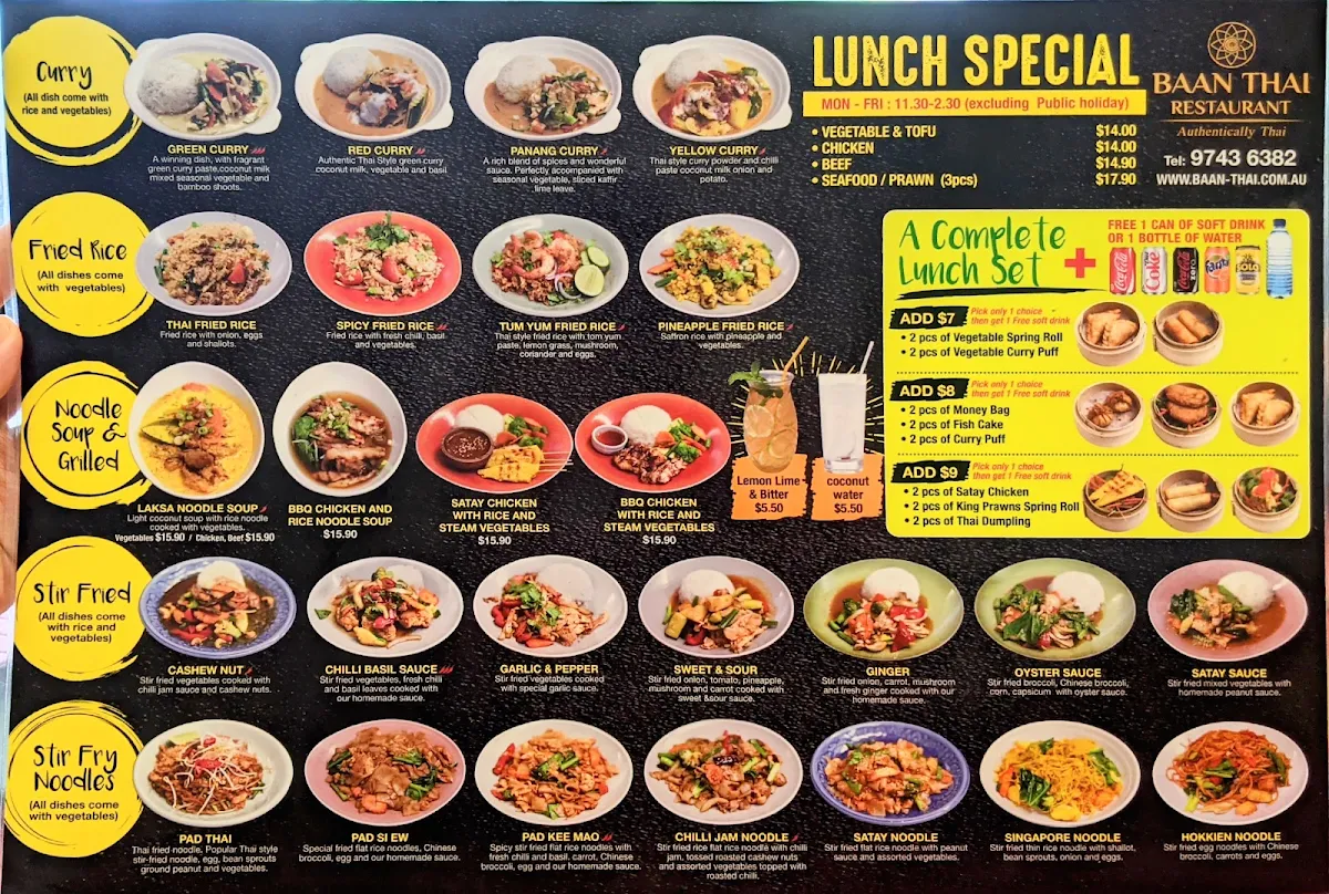 Menu, Baan Raun Thai