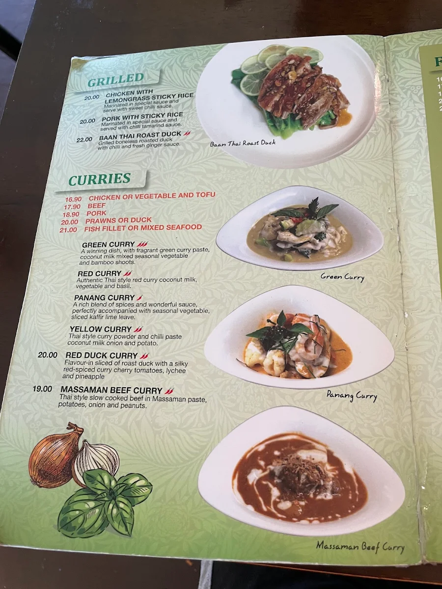Menu, Baan Raun Thai