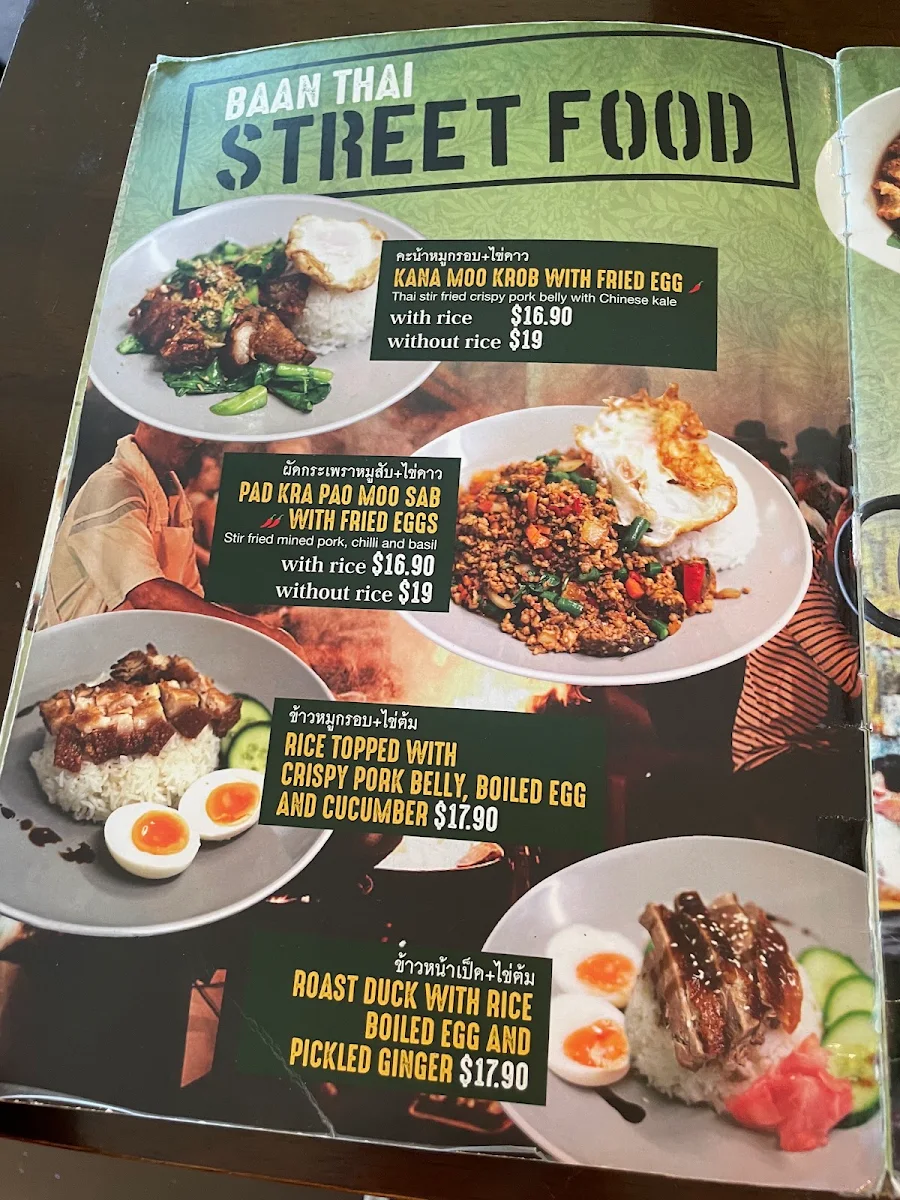 Menu, Baan Raun Thai