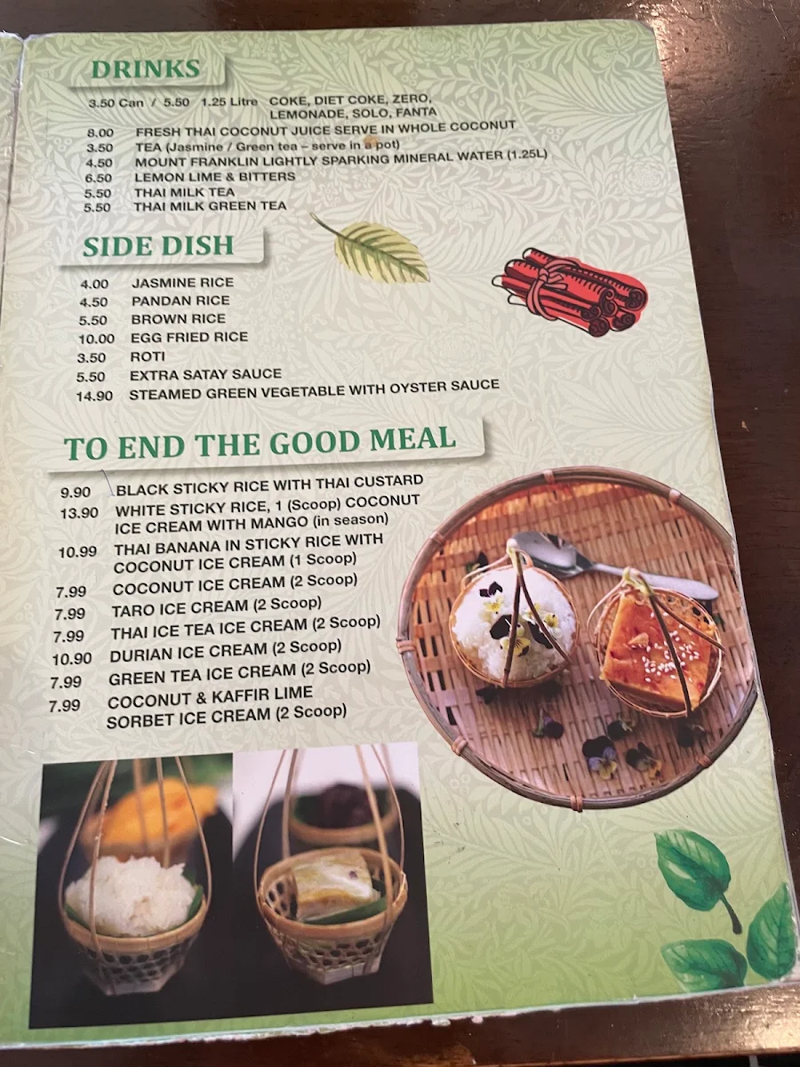 Menu, Baan Raun Thai