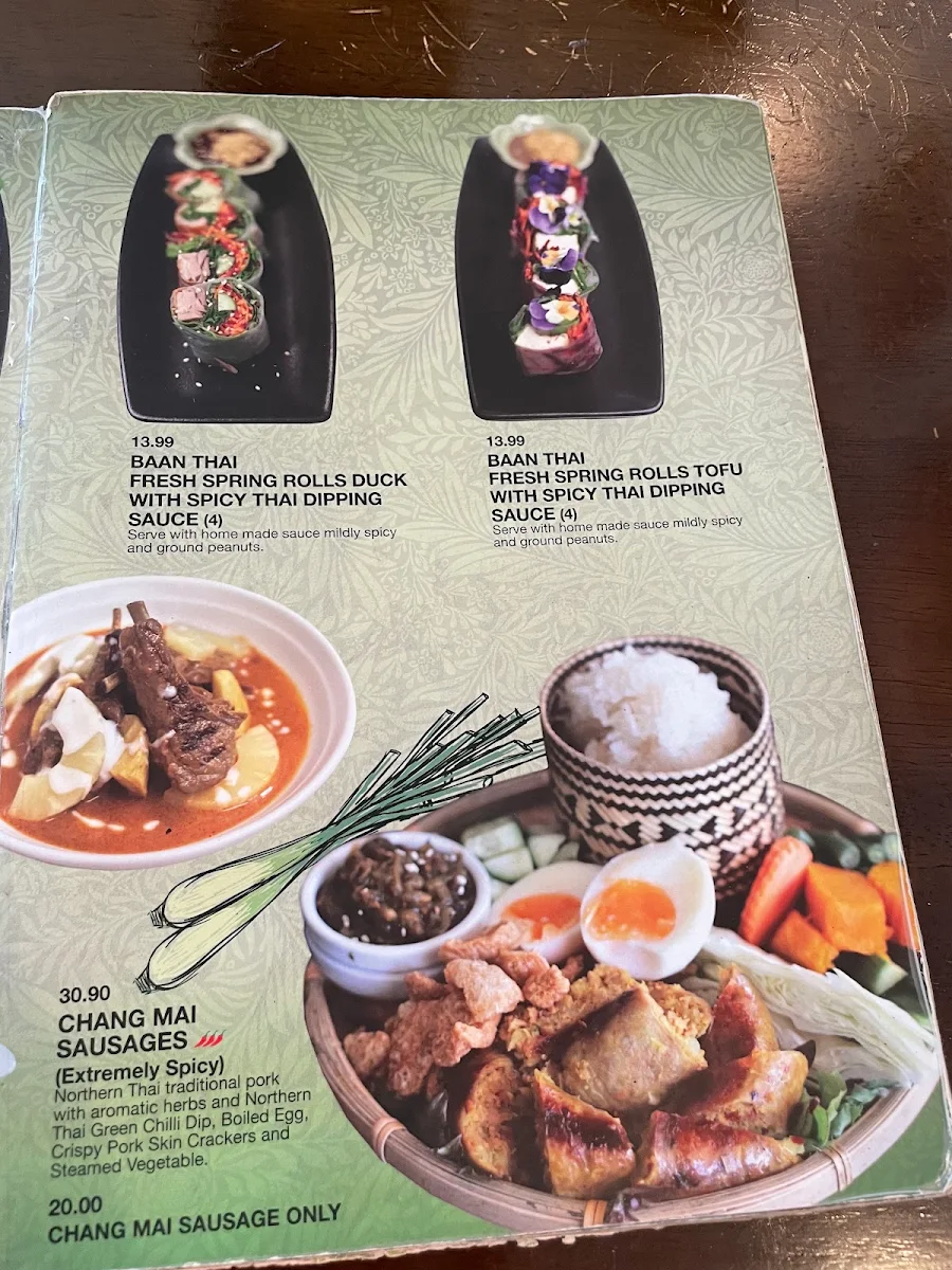 Menu, Baan Raun Thai