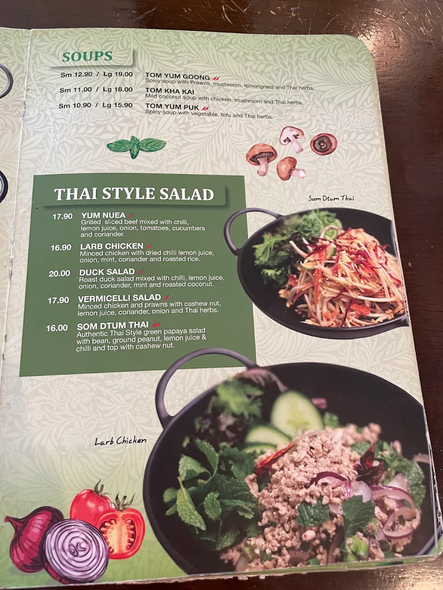 Menu, Baan Raun Thai