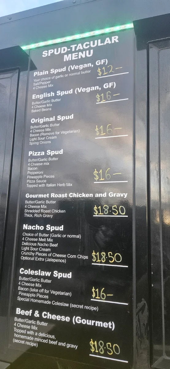 Menu, Spud Masters
