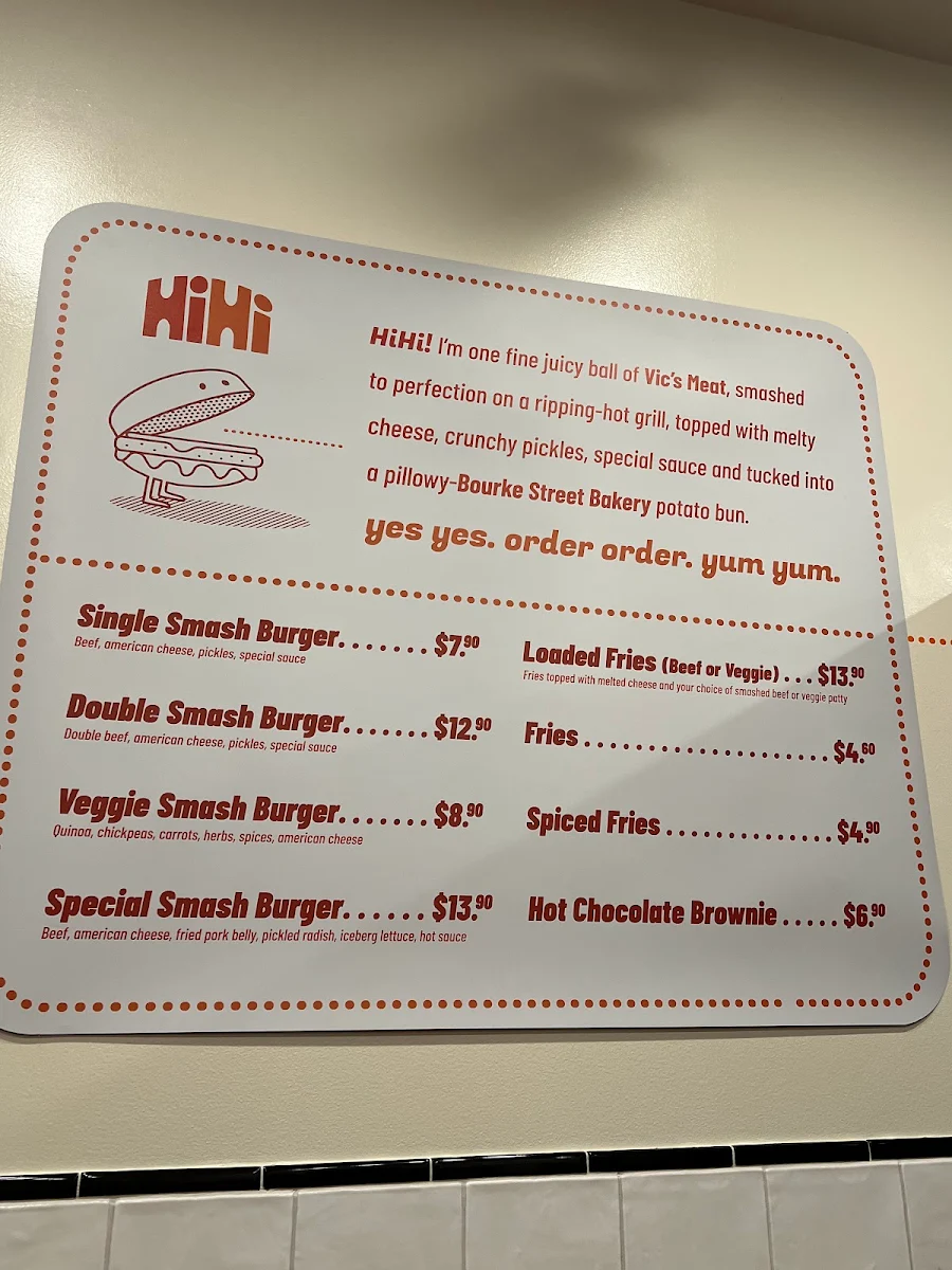 Menu, Hi Hi Burger