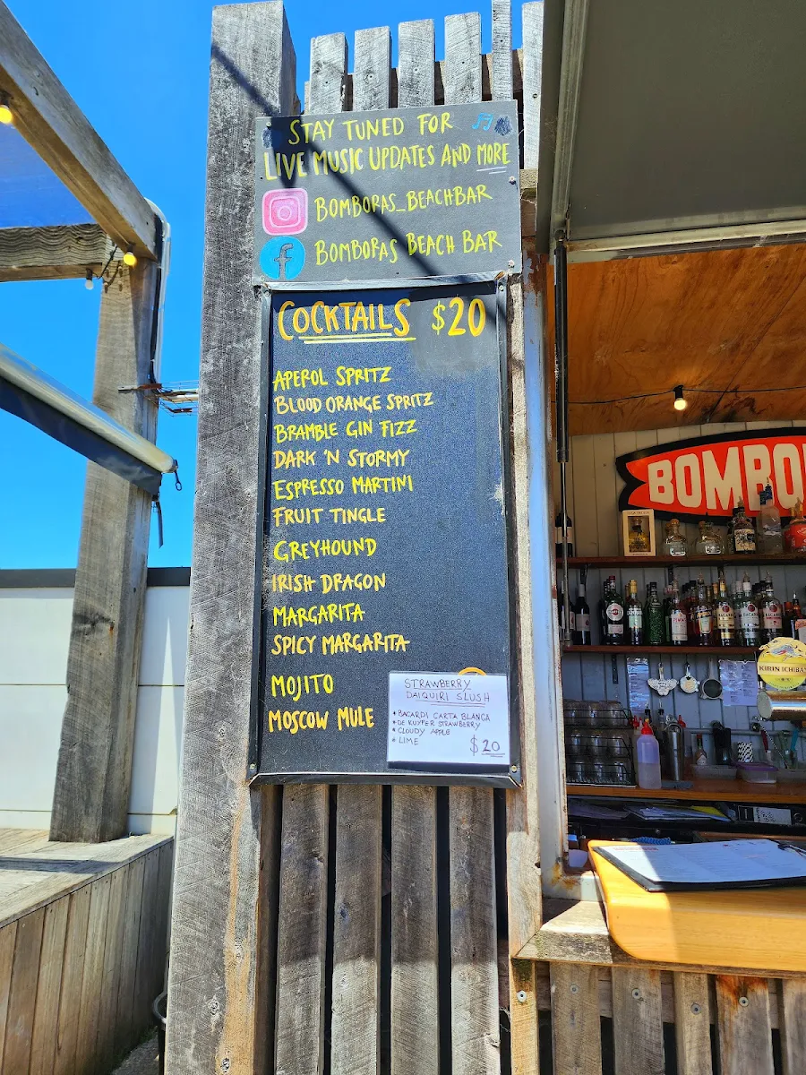 Menu, Bomboras Beach Bar