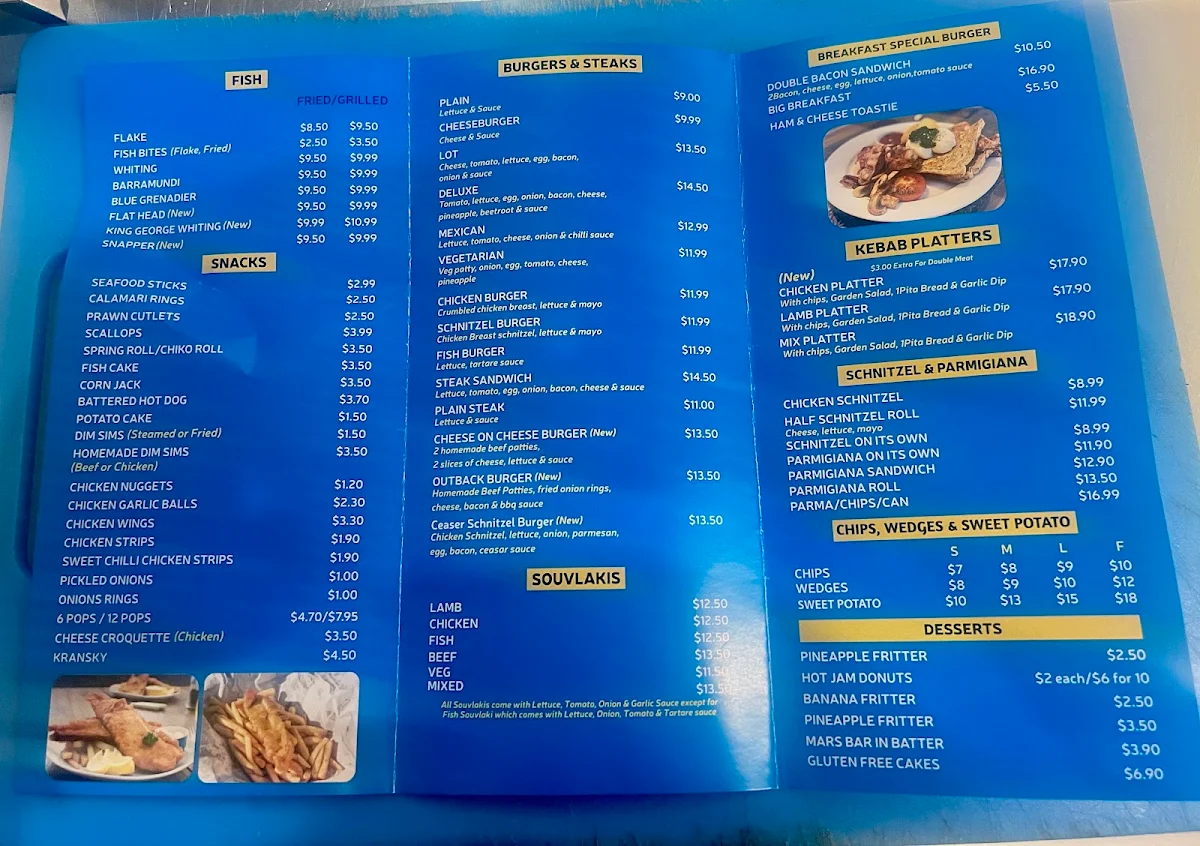 Menu, The Avenue Fish and Chips