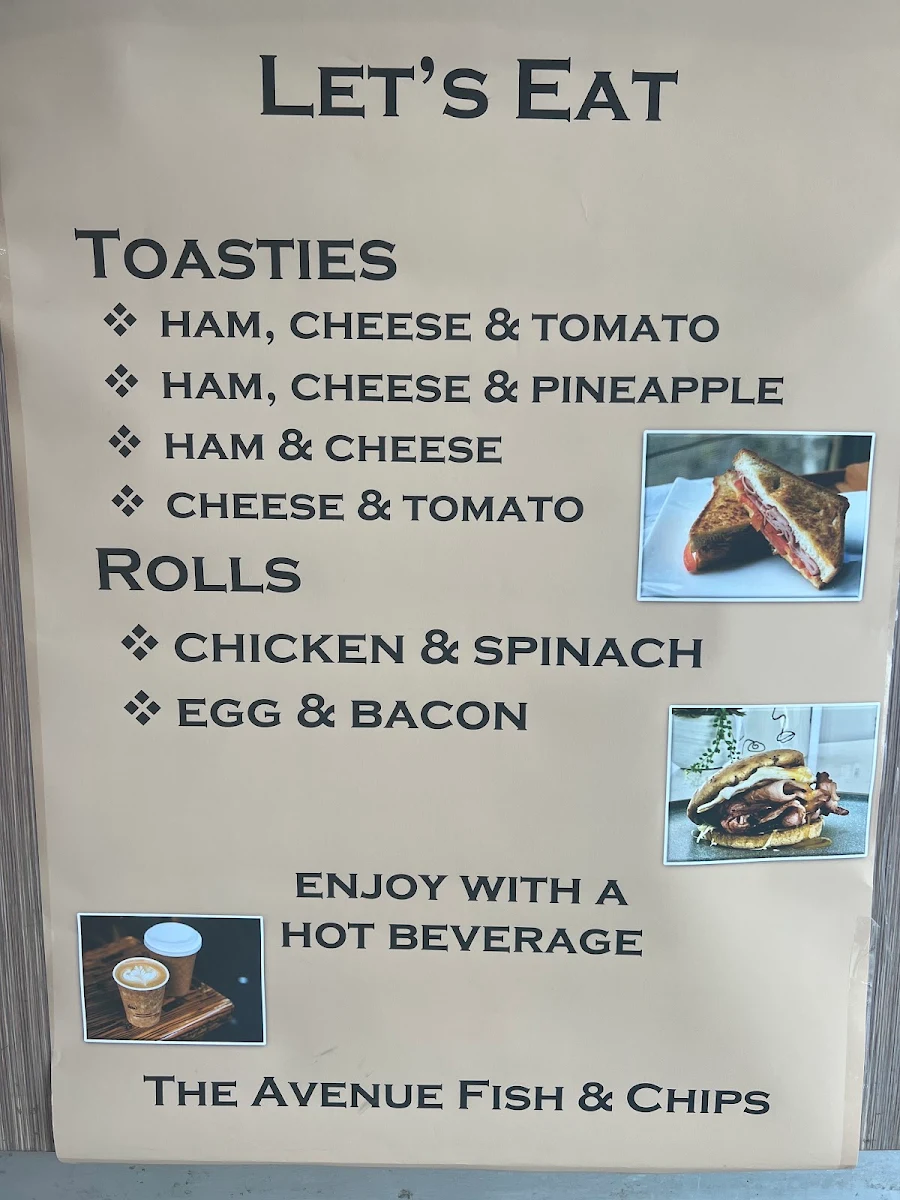 Menu, The Avenue Fish and Chips