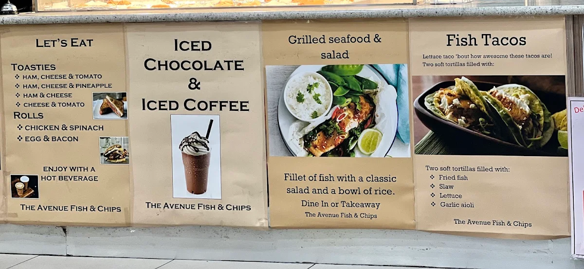 Menu, The Avenue Fish and Chips