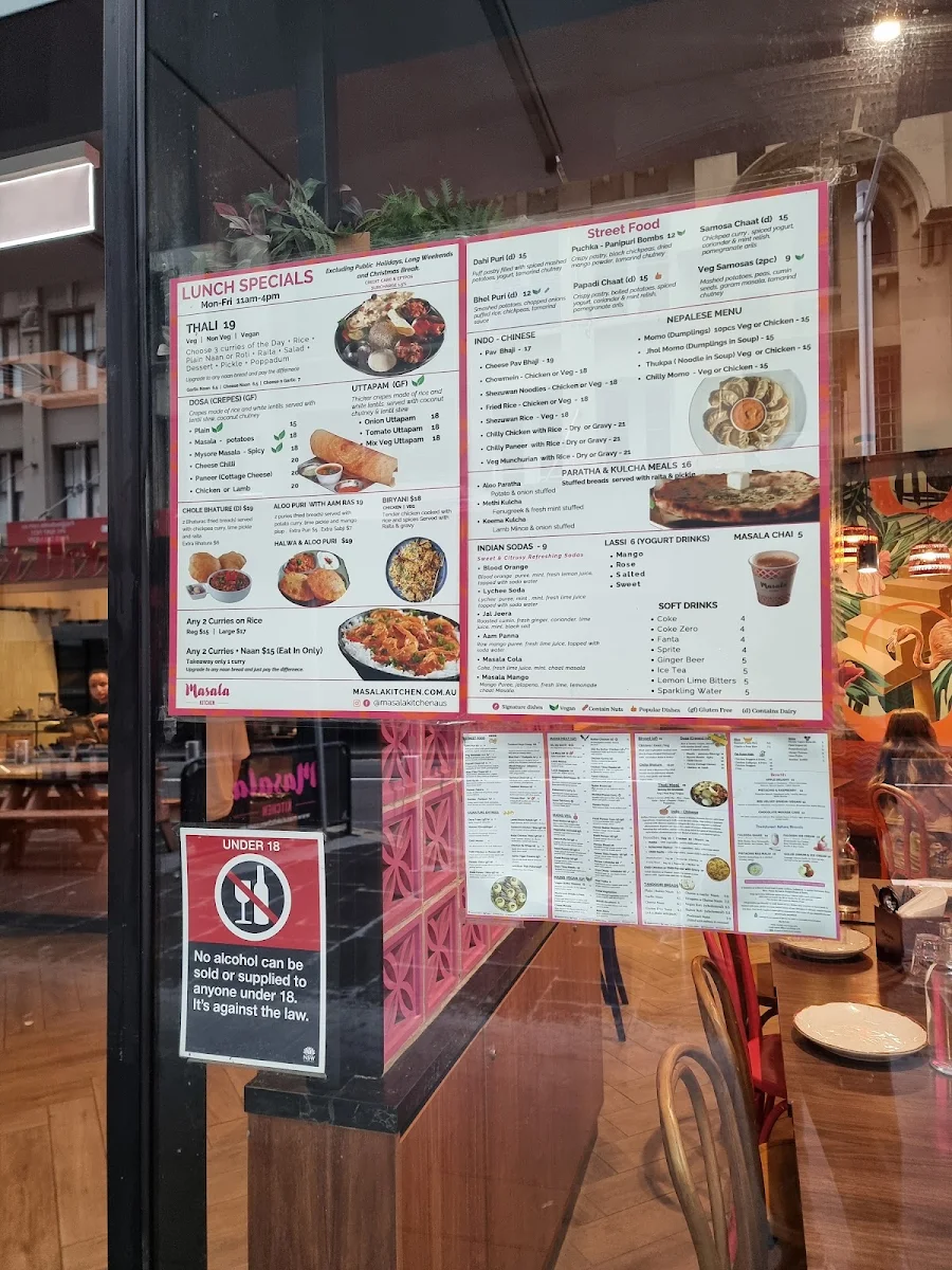 Menu, Masala Kitchen World Square