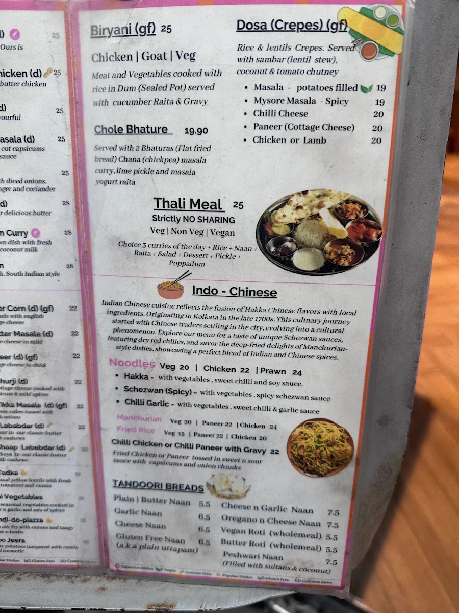 Menu, Masala Kitchen World Square