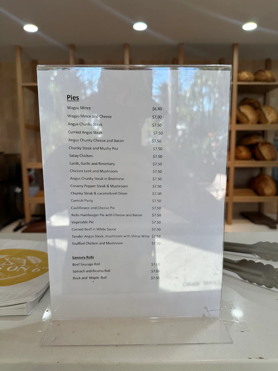 Menu, RICK'S ON 6TH