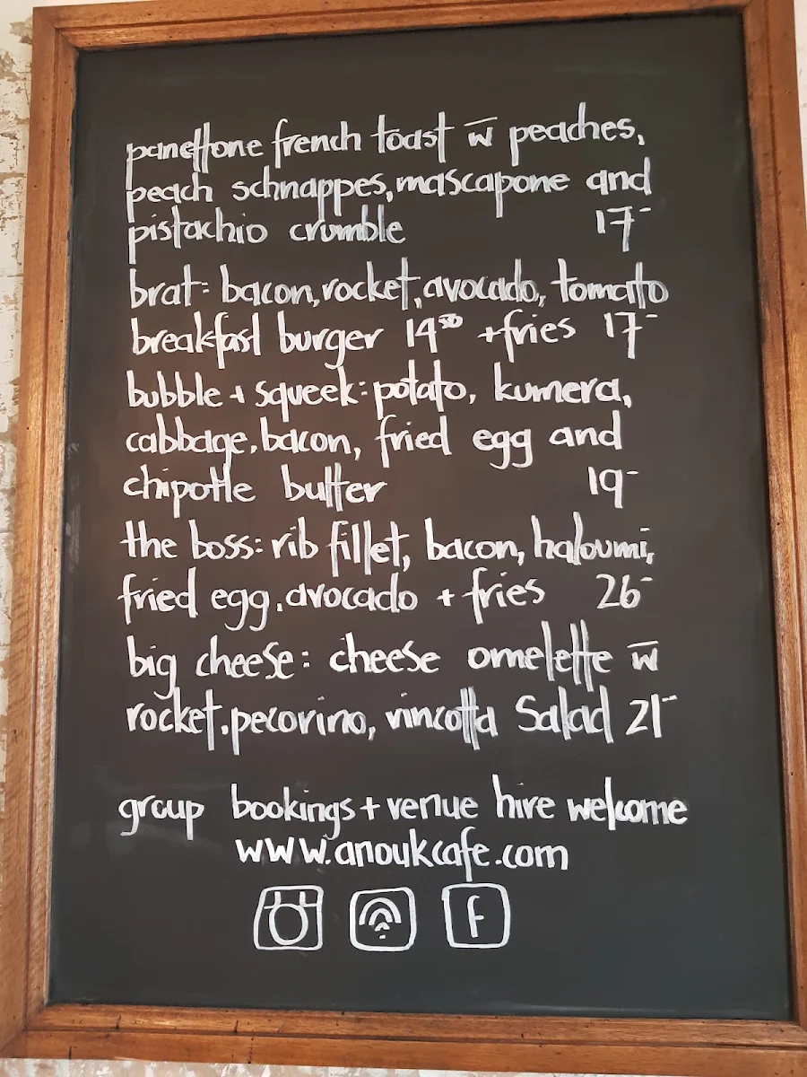 Menu, Anouk Café