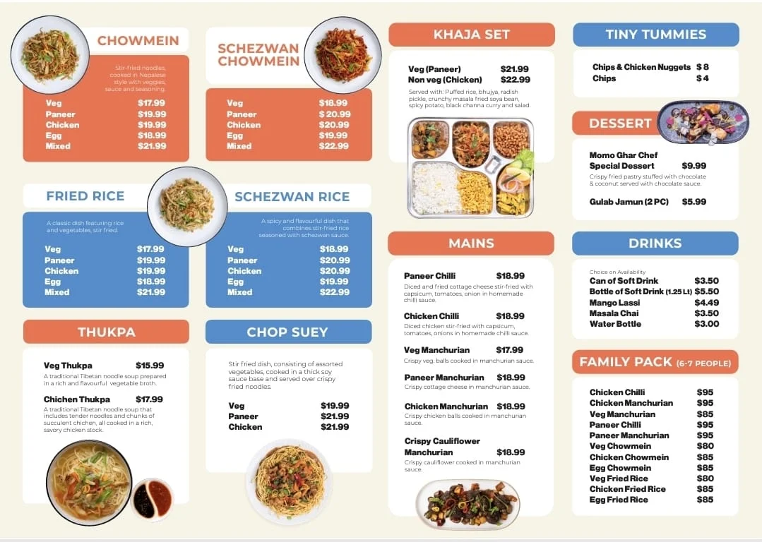 Menu, Momo Ghar Oii Oii Oii