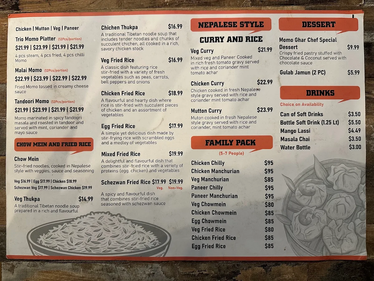 Menu, Momo Ghar Oii Oii Oii