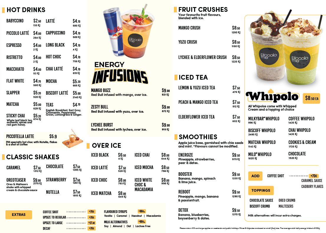 Menu, Piccolo Me Mascot