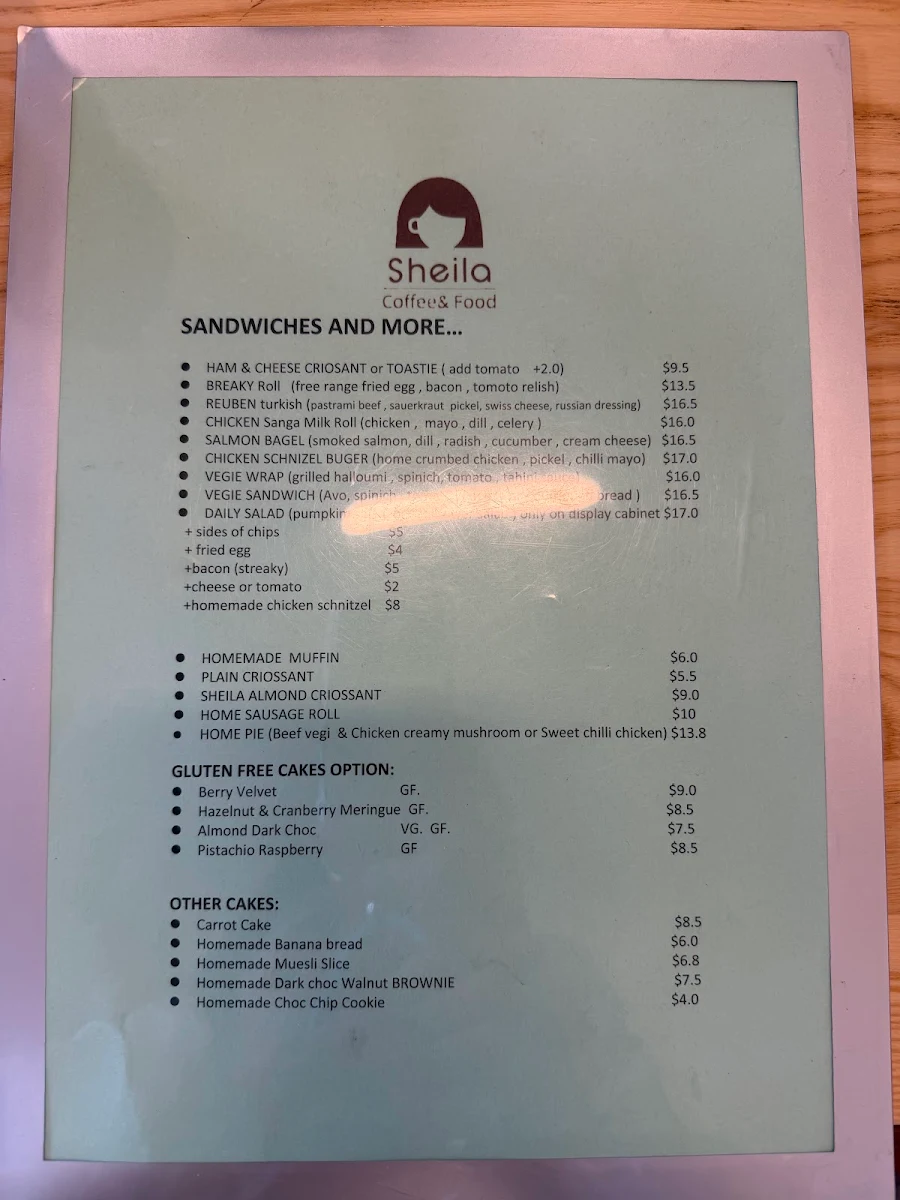 Menu, Sheila Coffee & Food cafe