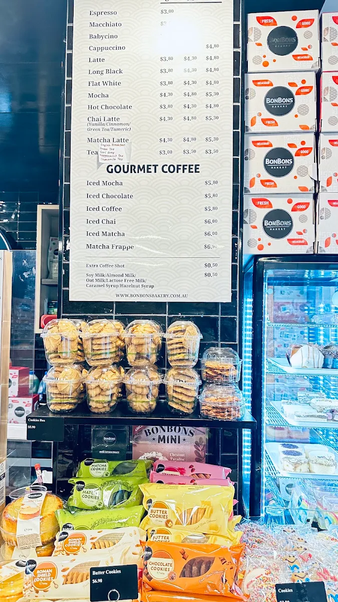 Menu, Bonbons Bakery Dandenong
