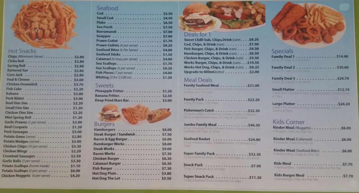 Menu, New Adventure Snack Bar