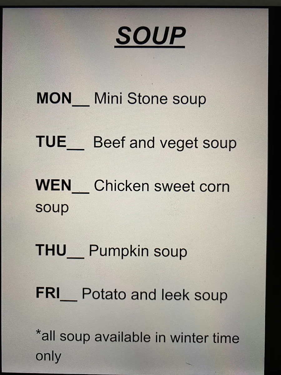 Menu, Reserve Road Sandwich bar and takeaway