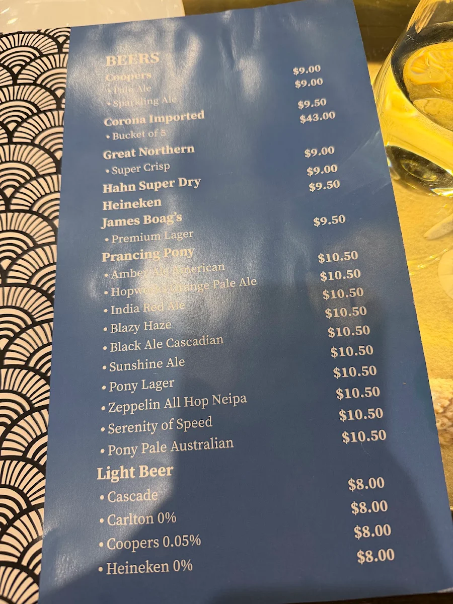 Menu, SheShells Restaurant