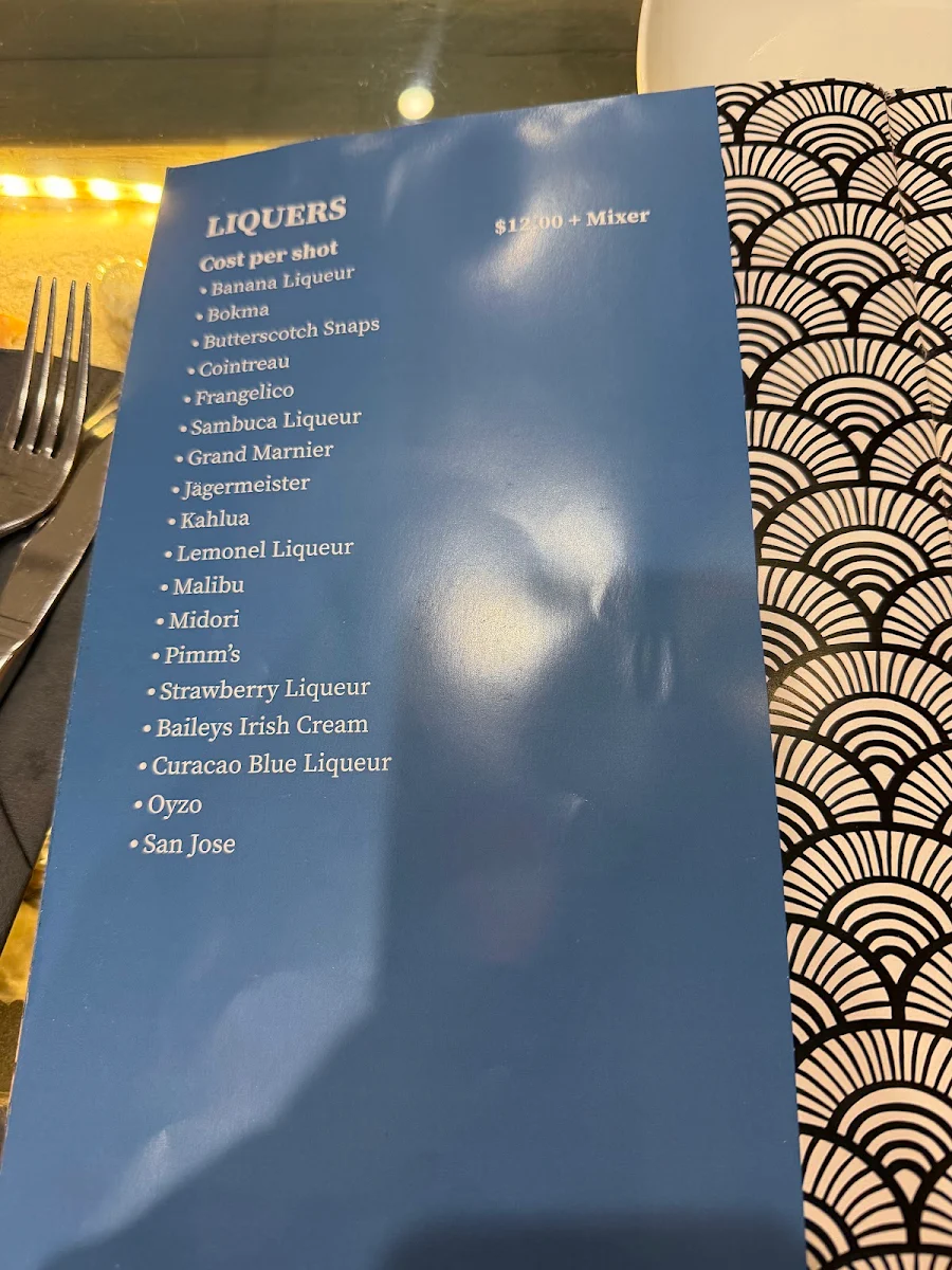 Menu, SheShells Restaurant