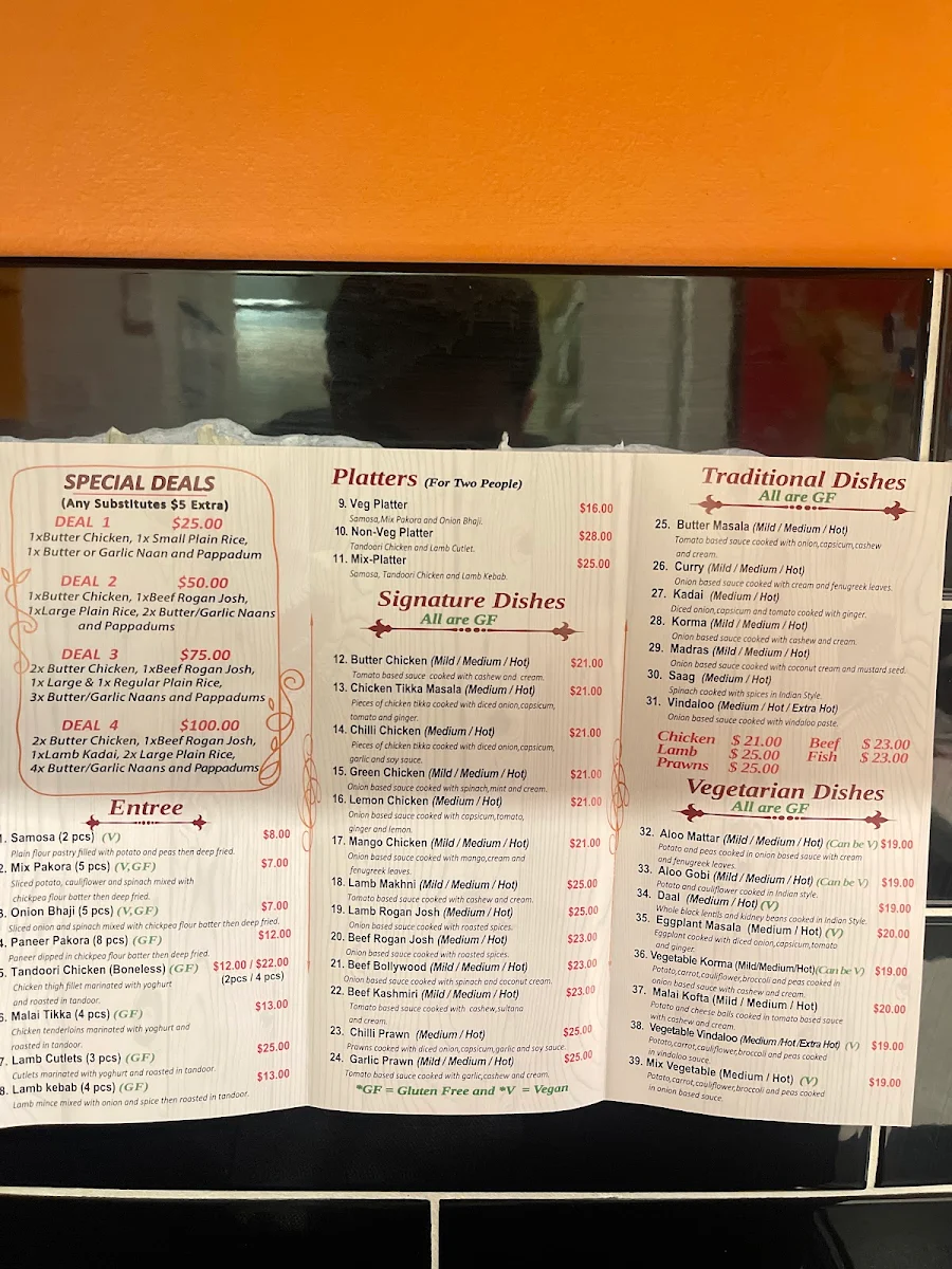 Menu, Singh Indian Curry House