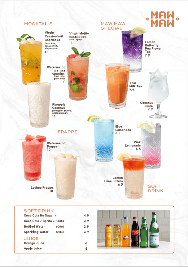 Menu, Maw Maw Thai