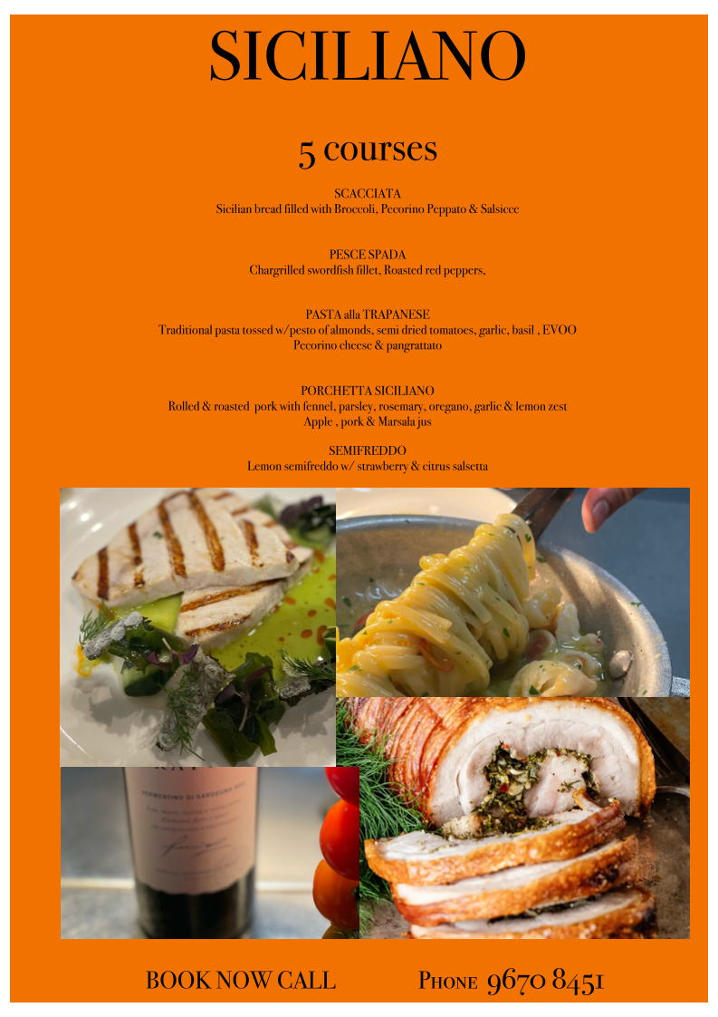 Menu, SUD Food and Wine