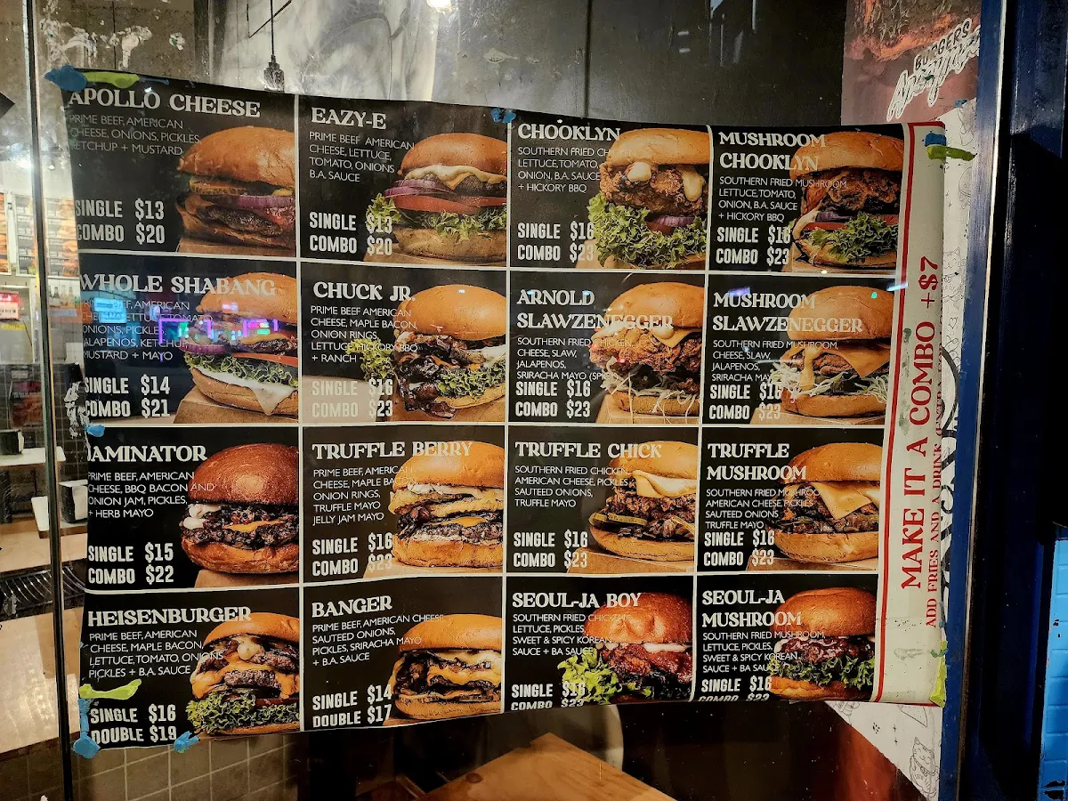 Menu, Burgers Anonymous