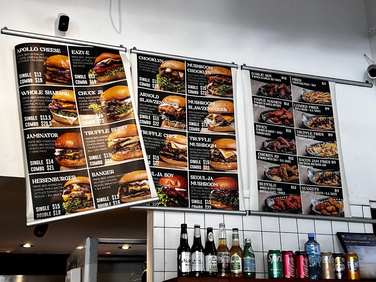 Menu, Burgers Anonymous