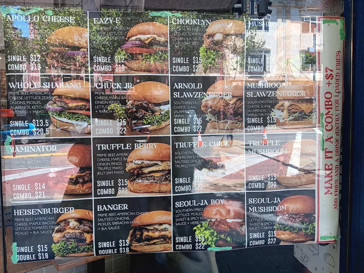Menu, Burgers Anonymous